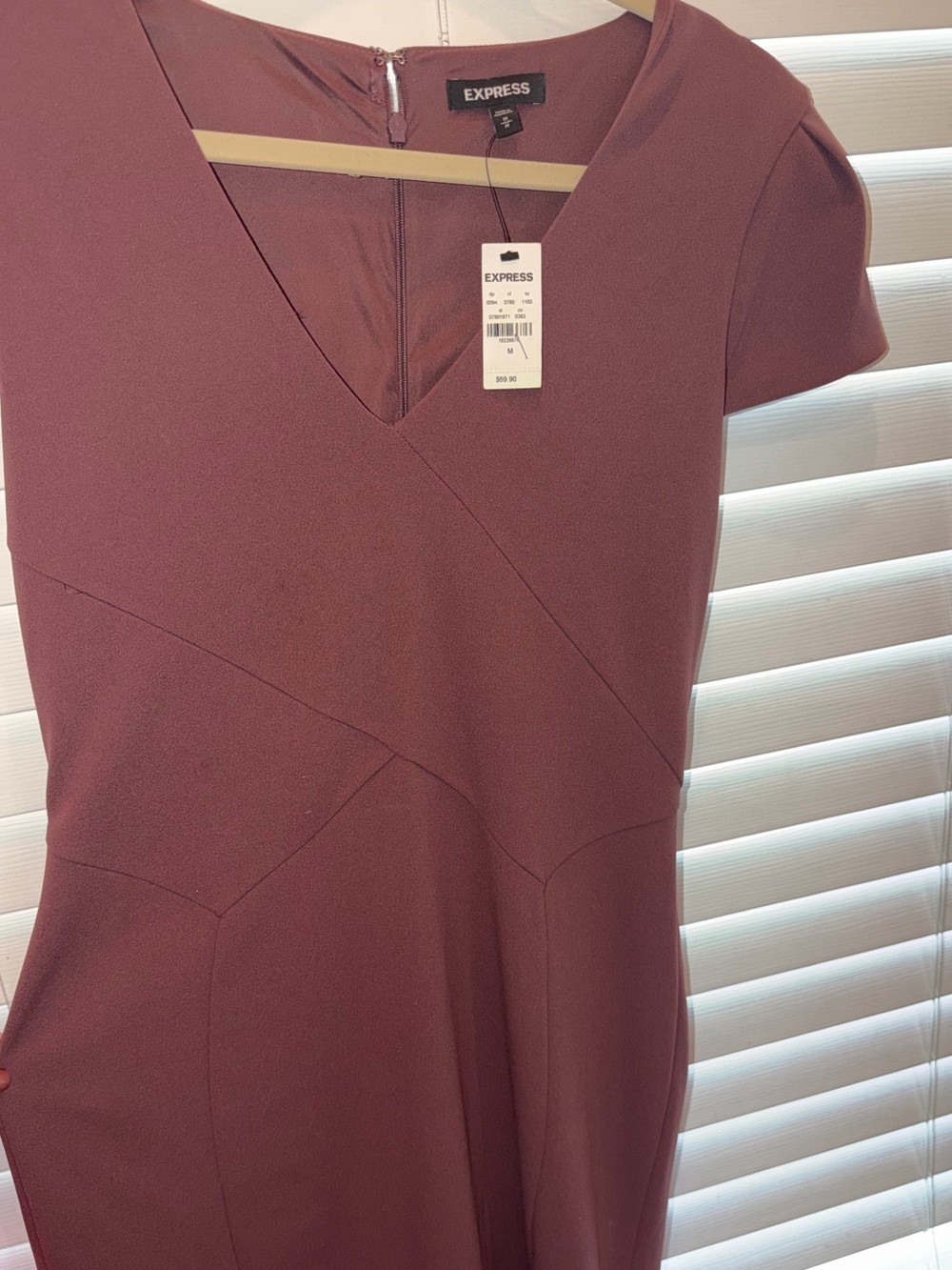 Express Short Sleeve V-Neck Mini Dress in Mauve
